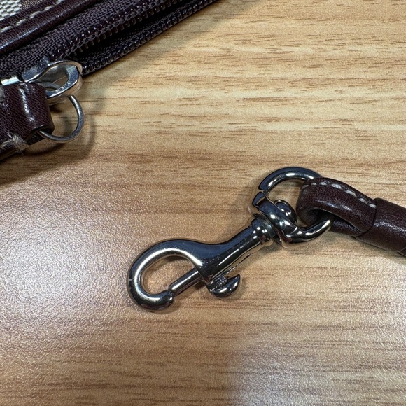 COACH Signature Brown Wristlet With Leather COACH Tag - Picture 3 of 8